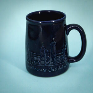 Bennington Pottery Blue Tankard Smithsonian Print Graphic Ceramic Glazed Mug